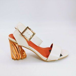 Jacobies Mireya-34A Metallic Heel Sandals‎ 7.5 New